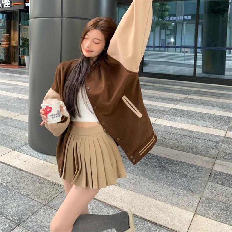 Veste de baseball pour femme, plumée et épaissie