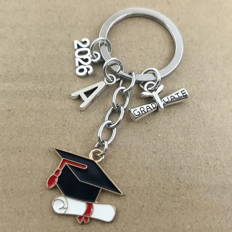 Graduation Season 2026 Alphabet Keychain with Cap and Enamel Drip Cross-border X