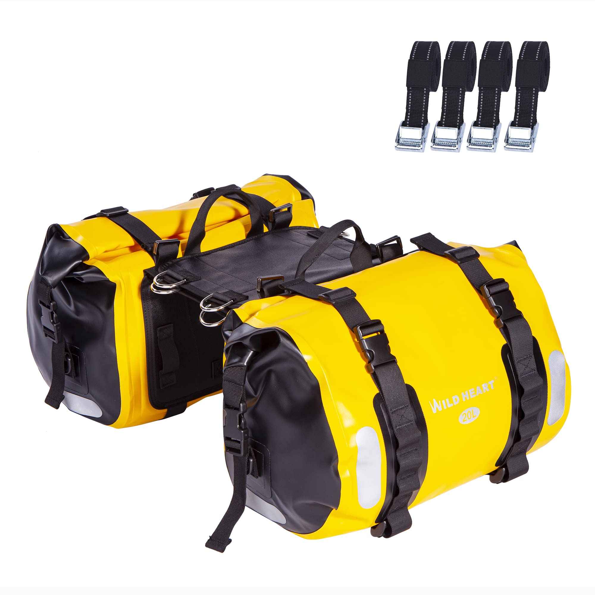 

WILD HEART Waterproof Motorcycle 40 L x Tank Motor Side Bags Saddlebags, (20L 2) Bags, (Yellow) жёлтый