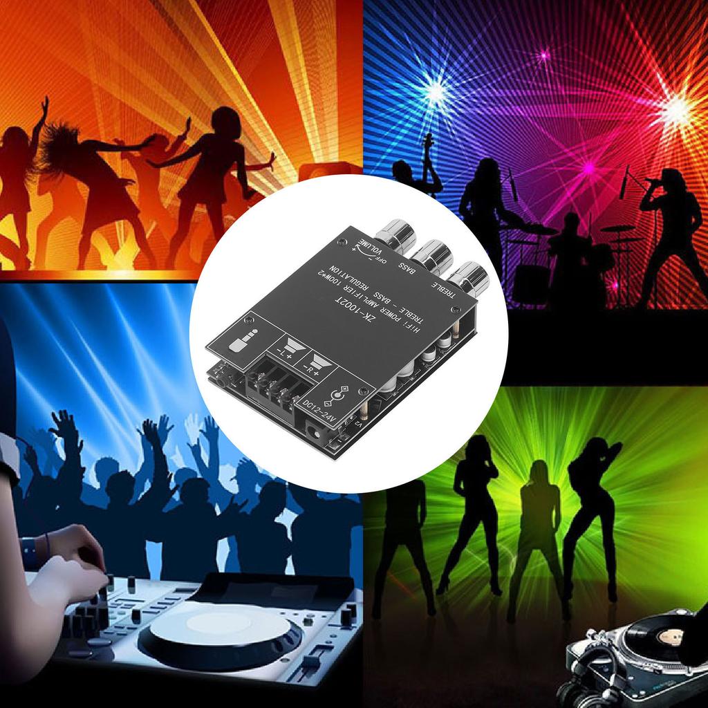 Audio Power Amplifier Board 100W Bluetooth 5.0 Dual Channel Stereo Audio Receiver Board DC12‑24V