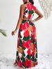 Elegant European & American Women's Sleeveless V-Neck Dress - Sexy, Fashionable, Printed Design 2026