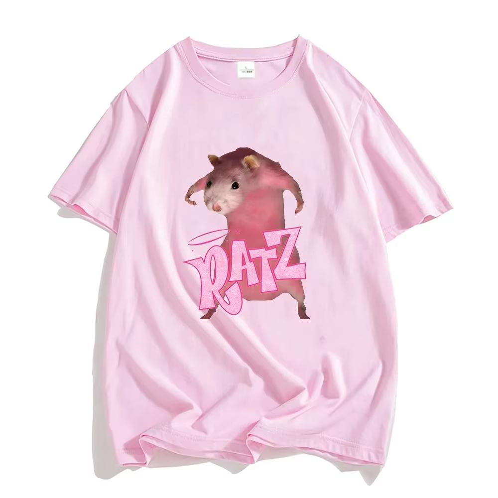 Ratz Mouse Cartoon Printed Women's T-shirt Casual Short Sleeve T-shirt Casual Kawaii Summer O-neck Tshirt Cute Male Soft Shirts