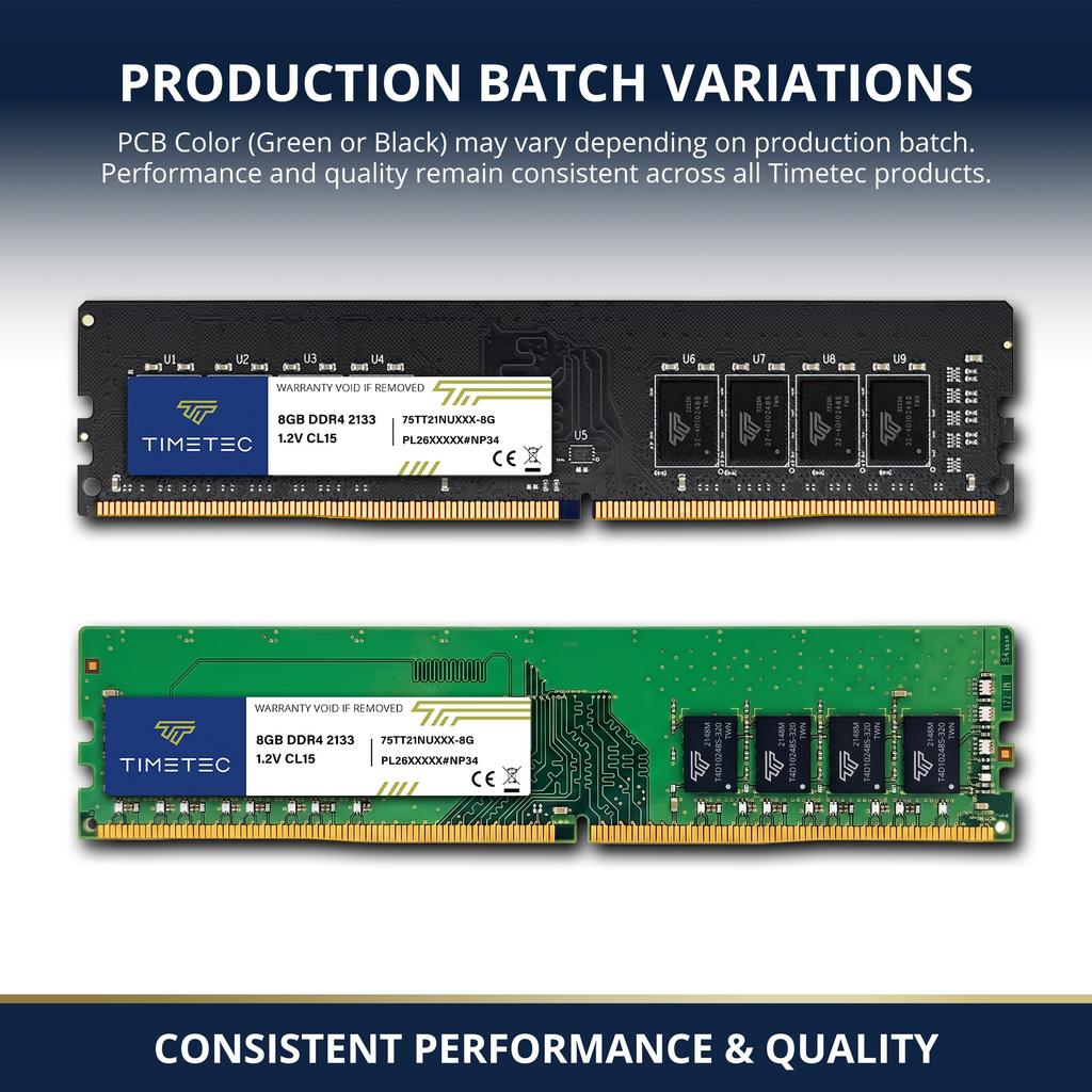 Timetec 16GB KIT x DDR4 Desktop PC Memory 2133MHz UDIMM 288 Pin CL15 Unbuffered DIMM Memory Module (8GB 2) (PC4-2133P) PC4-17000 1.2V Non-ECC