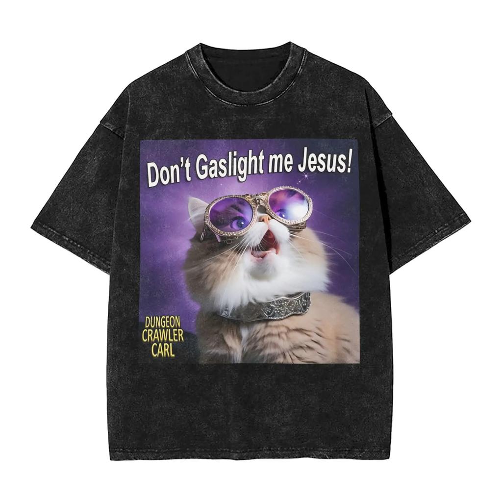 2026 Funny Meme Dungeon Crawler Carl Graphic Print T-Shirt Men Women Vintage Washed O-neck Cotton Solf Oversized Top Summer New Tee Short Sleeve