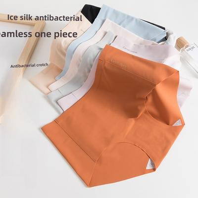 Damen Sommer Baumwolle Anti - Bakteriell Filet Ohne Spuren Zum Anheben Hüfte Eis Seide Einteilig Typ Taille Dreiecks-Slips
