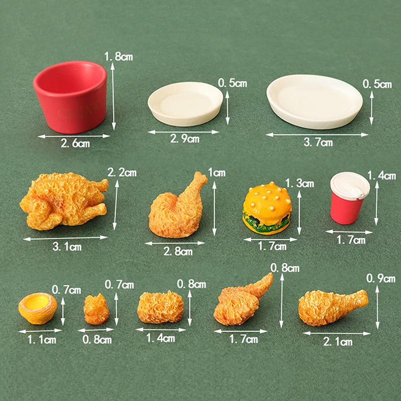 6Pcs/10Pcs/Set Miniature Dollhouse Hamburger Coke Cup Fast Food For Doll House Play Kitchen Ice Cream Accessories Toy