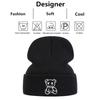 Knitted Warm Winter Autumn Beanies Stitching Embroidered Bear Little Neutral Gender Women  Men For Hats Hip Hop Urban Street Style Cap Beanie Hat