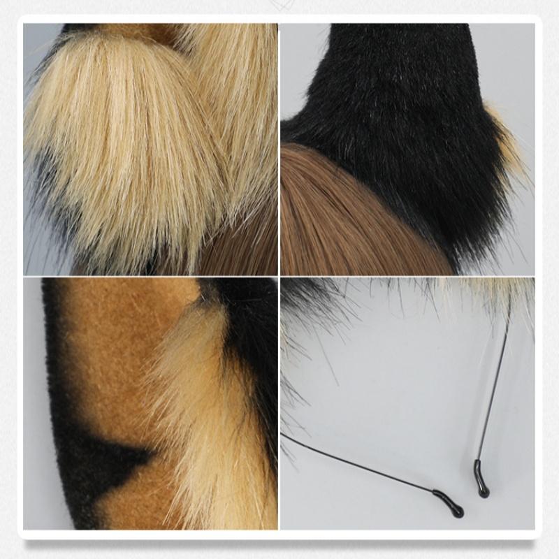 3 Types Anime Handmade Plush Dog Headband Simulated Furry Big Dog Ear Prop Man Club Party Cosplay Realistic Hair Accessory