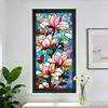 Fenster-Sichtschutzfolie Buntglas Floral Statische Fensterfolie Dekorativ UV-Blockierend Hitzeregulierend Glasaufkleber für Glastüren Fenster