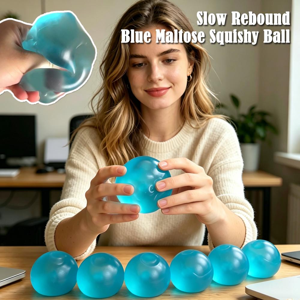 Topmix Blue Maltose Squishy Ball Anti-Stress And Anxiety Sensory Fidgets Toy Soft Slow Rebound Squeeze Stress Relief Toy For Adults