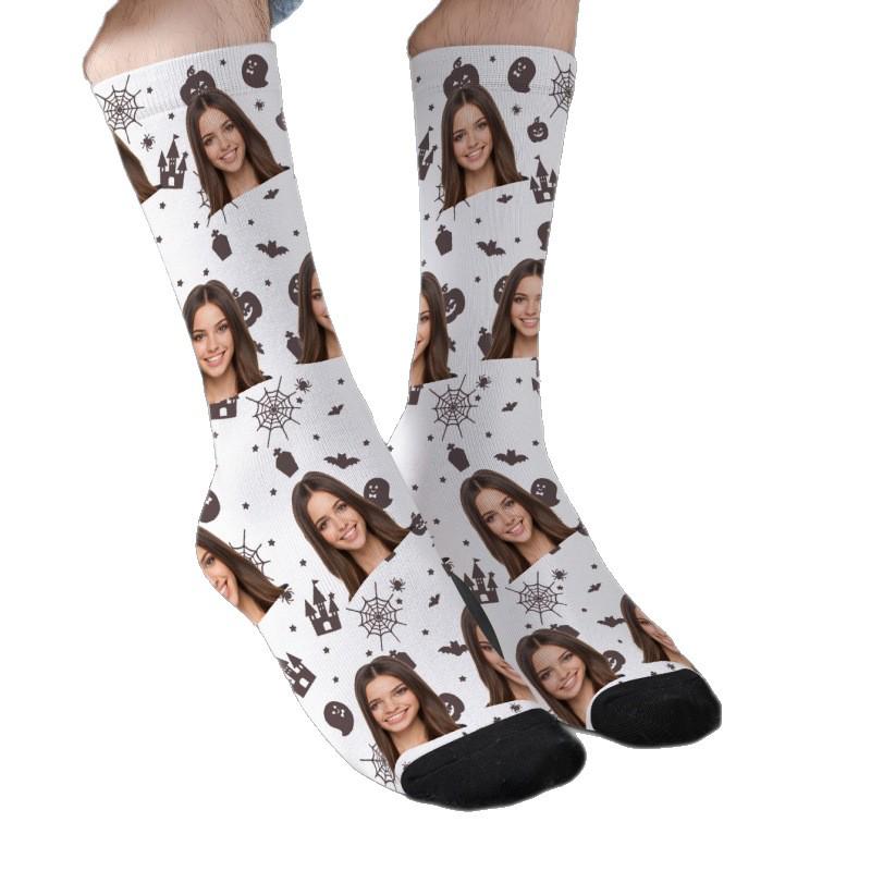 Custom 3D Face Print Christmas Socks - Personalized Polyester 360° Design
