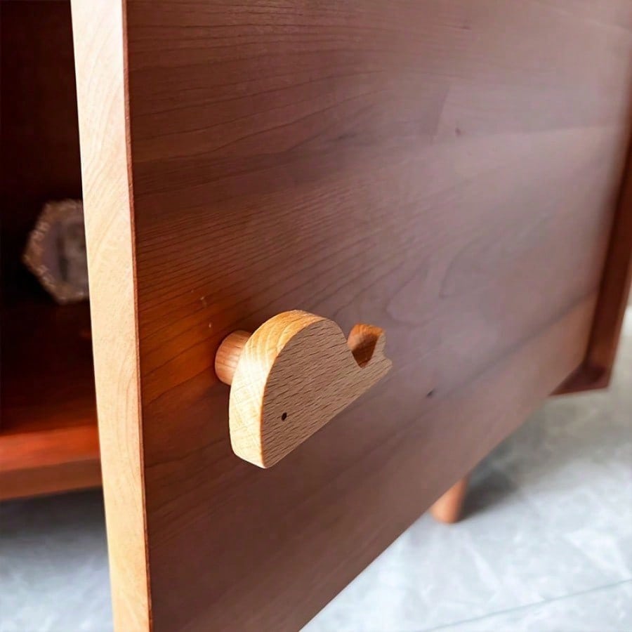 4pcs Wooden Animal Cabinet Pulls, Different Shape Combination Dresser Pulls, Decorative Wooden Dresser Animal Furniture Knobs