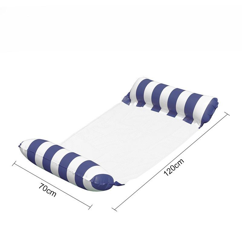 1pc Inflatable Pool Hammock Chair Bed - Portable Foldable Recliner with Air Pump, Two-Tube Striped Floating Lounger for Adults