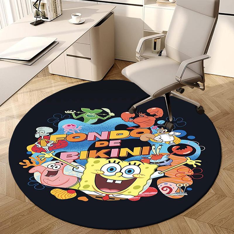 1pc Bikini Bottom Characters Round Carpet, Made of Polyester,Perfect for Decorating Office Chairs, Living Rooms,fplt107
