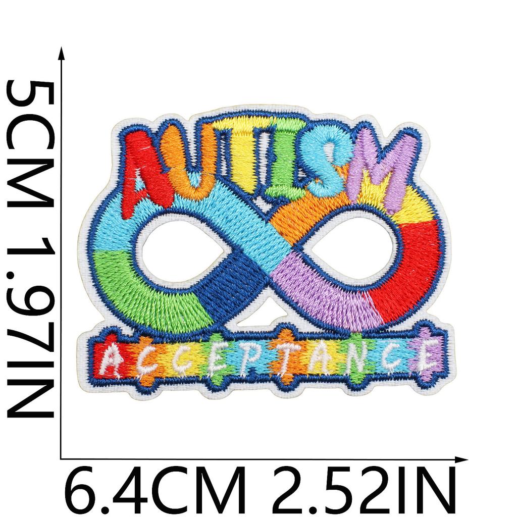 Färg pussel broderi tyg klistermärke liten dinosaurie dator broderi etikett tecknad sköldpadda autism kampanj patch klistermärke strykning