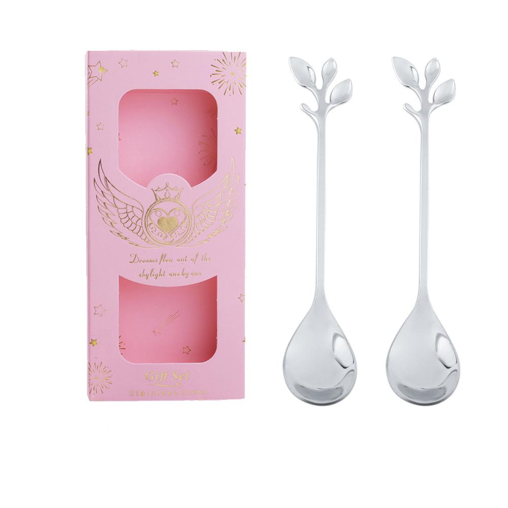 HANYANG Cutlery Set Small Spoon Gift Set Cherry Blossom Spoon Gift Set Rose Leaf Spoon Fruit Fork Gift Set