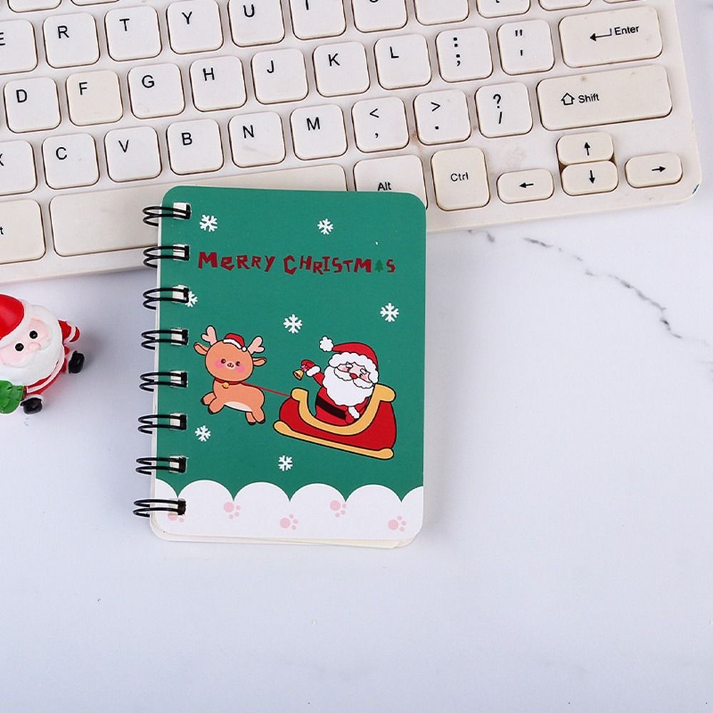 Loose-leaf Mini Notebook Cute Side-flip Coil Book 40sheets Christmas Coil Notepad  Office Supplies