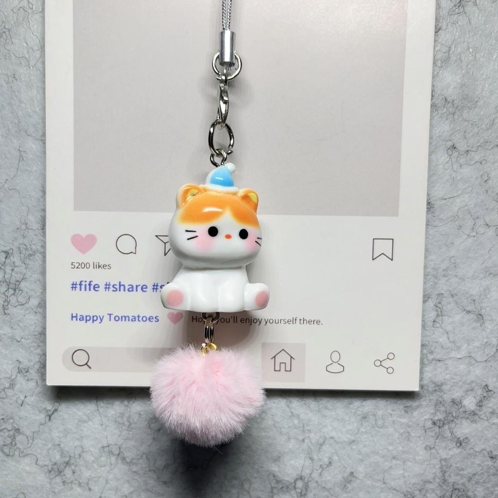 3D Cartoon Kitten Phone Charm, Cute Resin Keychain, Student Bag Pendant, Couple or Best Friend Gift