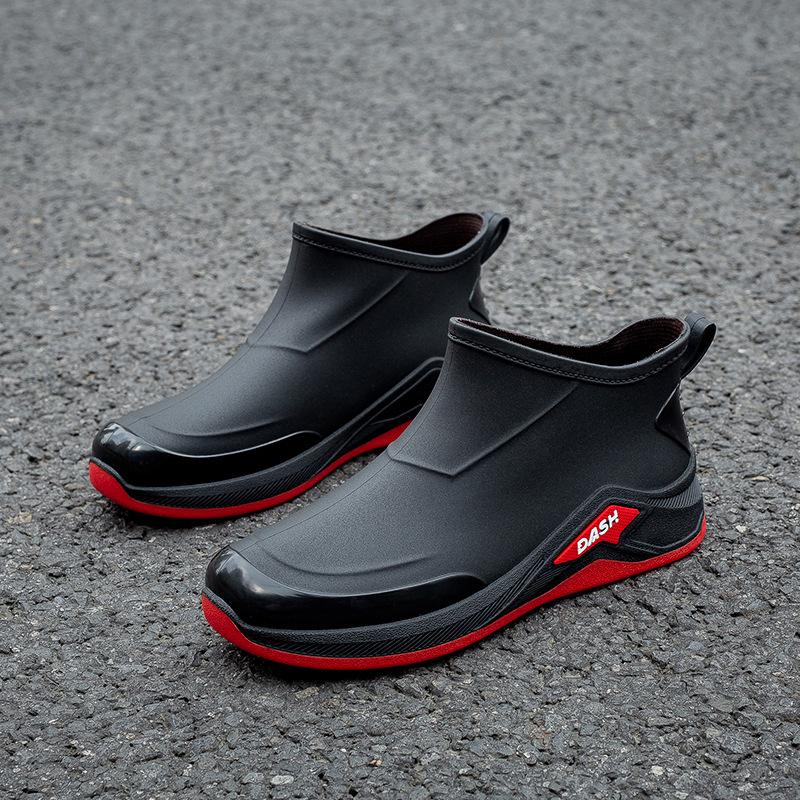 

Мужские непромокаемые дождевые ботинки с флисовой подкладкой и нескользящей подошвой: Теплые резиновые ботинки до щиколотки для рыбалки и работы. Size 44
