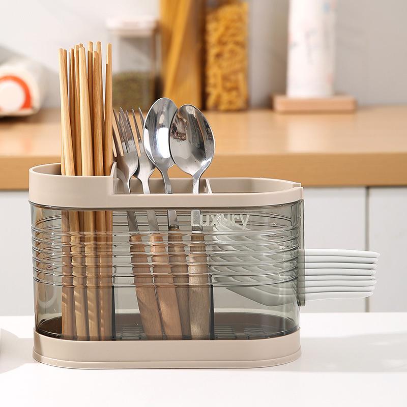 Utensil Holder Cutlery Drainer Kitchen Tableware Storage Bucket Plastic Chopstick Spoon Storage Rack Detachable Kitchen Tools