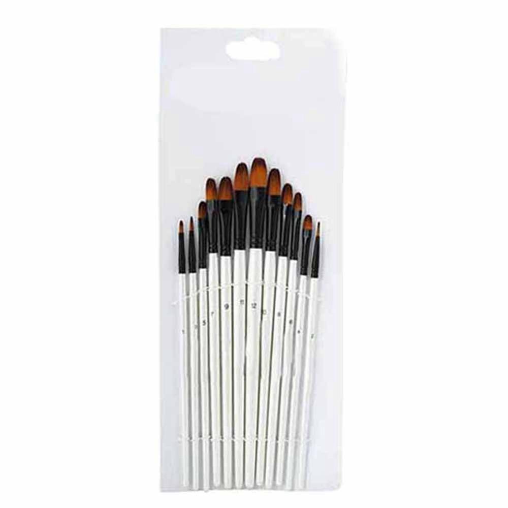 12PCS Nylon Hair Paintbrushes Painting Tool  Detail Outline Painting (Filbert Tip)