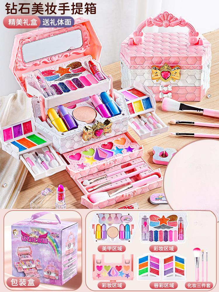 Kinderen wasbare make-up meisjes speelgoed - Kinderen make-up kit voor meisjes, echte make-up set, kleine meisjes make-up kit voor peuters kinderen pr