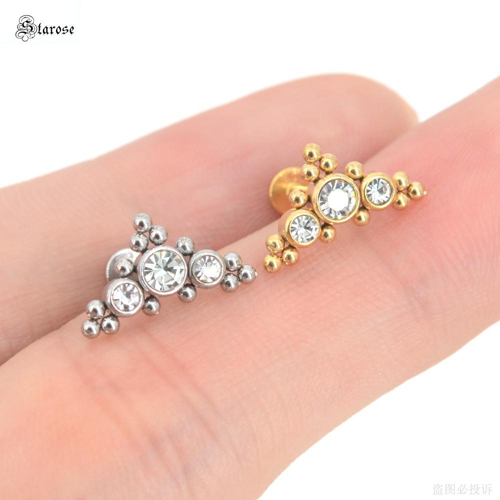1Pc 1.2x6/8mm G23 Titanium Base Stainless Steel Studs Lip Labret Piercing Nose Helix Piercing Conch Tragus Earrings Flat End