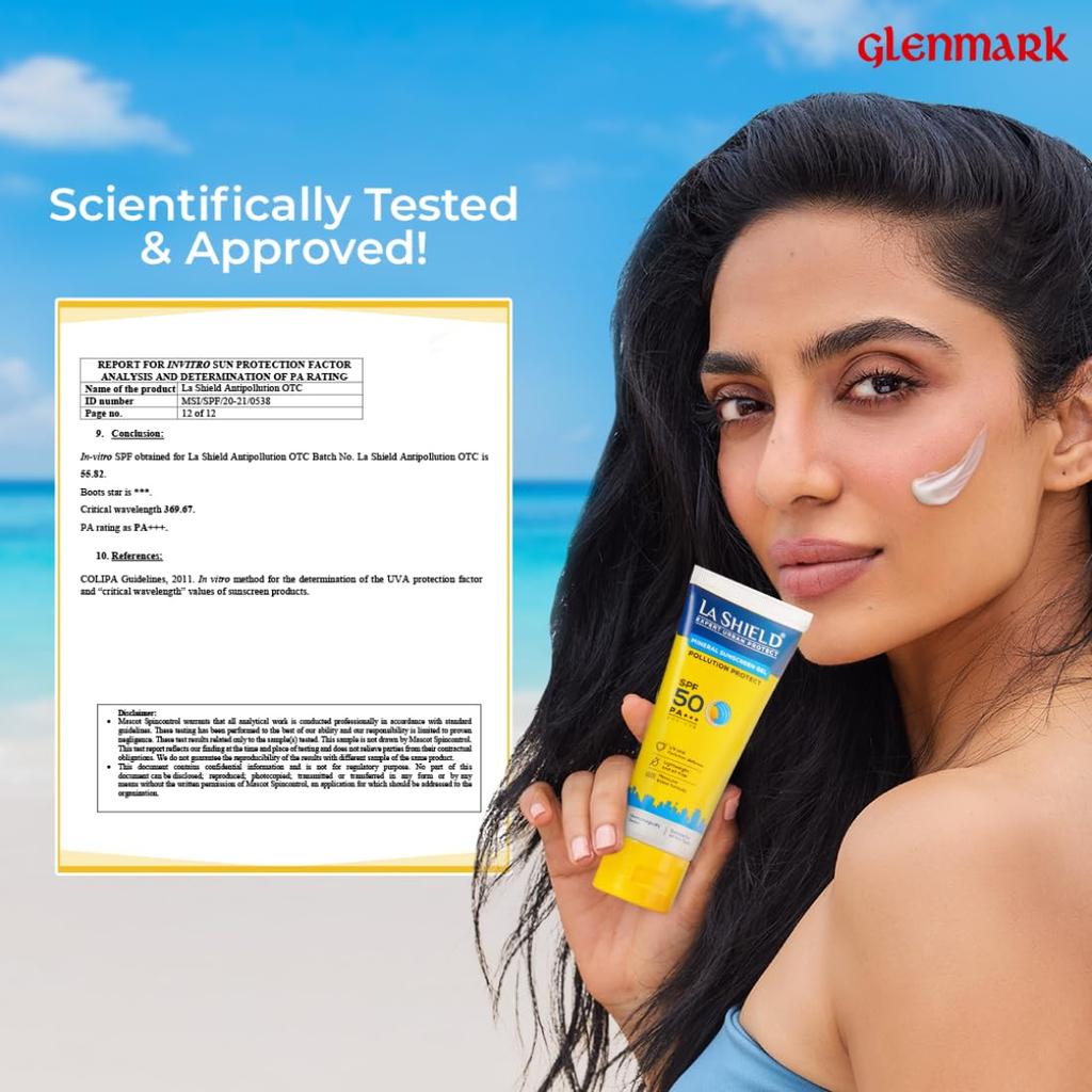 La Shield Pollution Protect SPF 50 Mineral Sunscreen Gel PA+++ | Lightweight Oil Free Moisture Boost | Water Resistant Dermatologist Tested | 50g