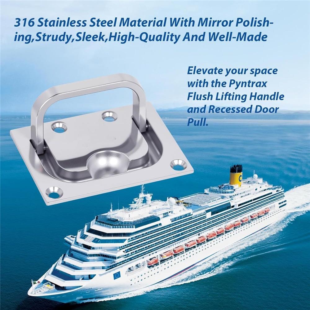 316 Stainless Steel Flush-Mount Handles – 75x58x9mm Marine Deck Hatch Pulls – 1/2/4 Pack – Mirror Polished For Toolboxes, Furniture, Floors