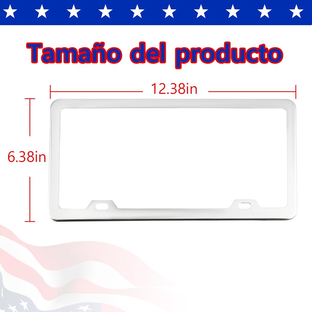 2PCS Universal American License Plate Frame With Screws Washer Caps Number Plate Car Stainless Plate Frame for Truck Vehicle License Plate Covers