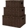 Woven Storage Basket With Lid Lock PET Material Organizer Box Clothes Toys Cosmetics Office Supplies