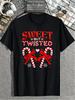 Men's T Shirt with Short Sleeves Featuring a Sweet Yet Twisted Candy Cane Design Casual Crew Neck Ma