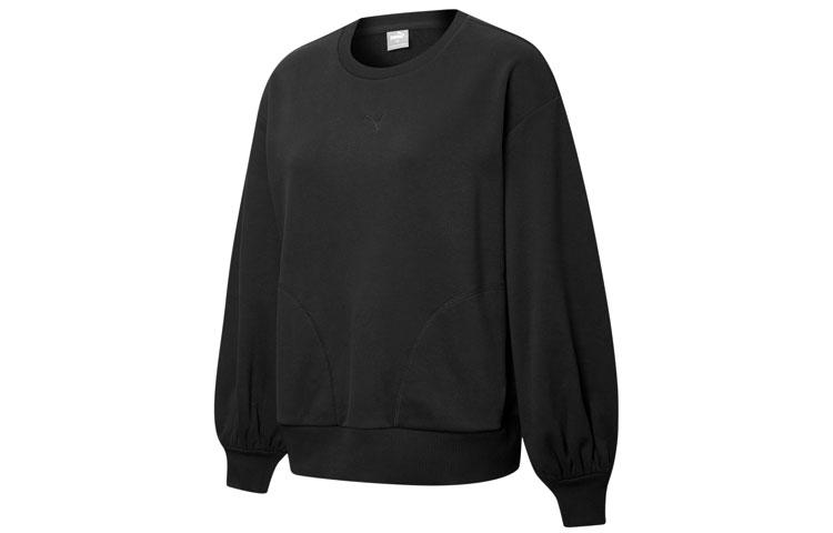 PUMA HER Sweatshirts Women s Black Crew Neck Moderate Regular 845597-01 S
