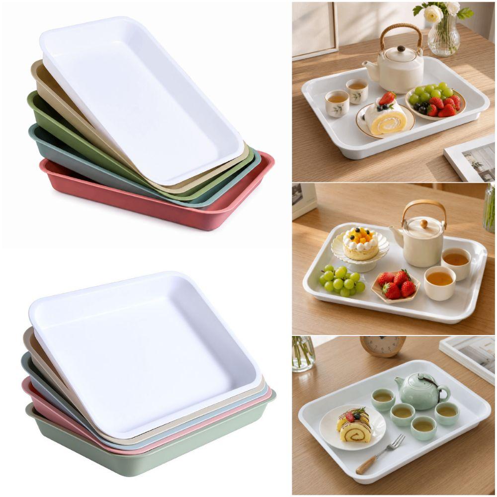 High Quality Multicolor Serving Tray Plastic Multi-sizes Storage Tray Rectangle Scratch Resistant Cooking Tray Tea Serving