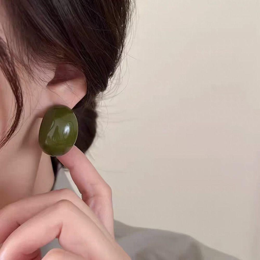 Vintage Semi-Circle Earrings Exquisite Drop Pendant Earrings Chunky Ellipse Ear Studs  Lady/Gifts