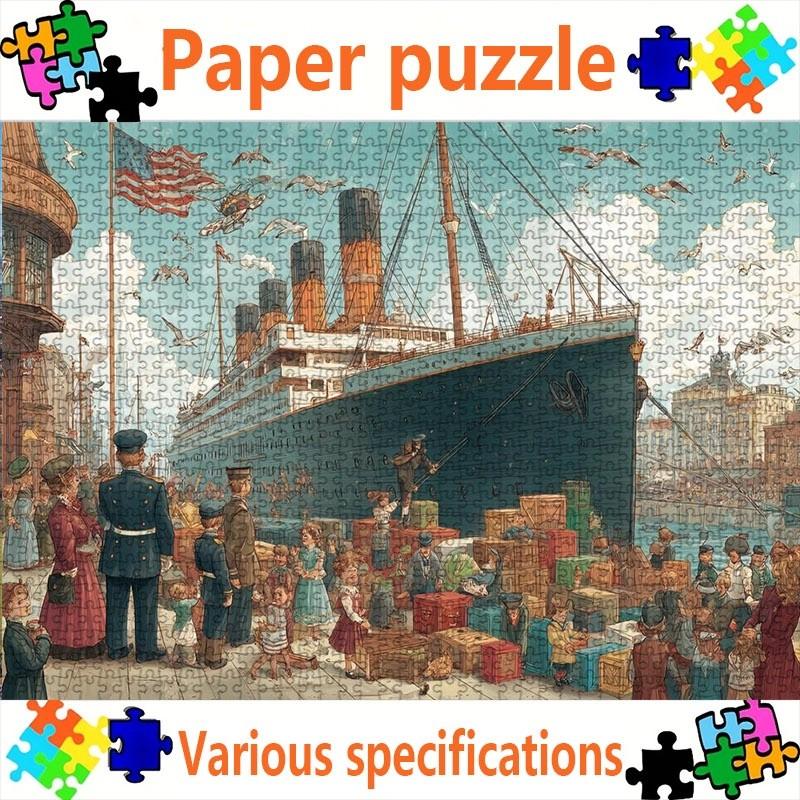 1000pcspcs Large-sized Paper Jigsaw Puzzles, Nostalgic Bustling Historical American Harbor Scene, Ideal Family Activity, Great Holiday Gift for Couple