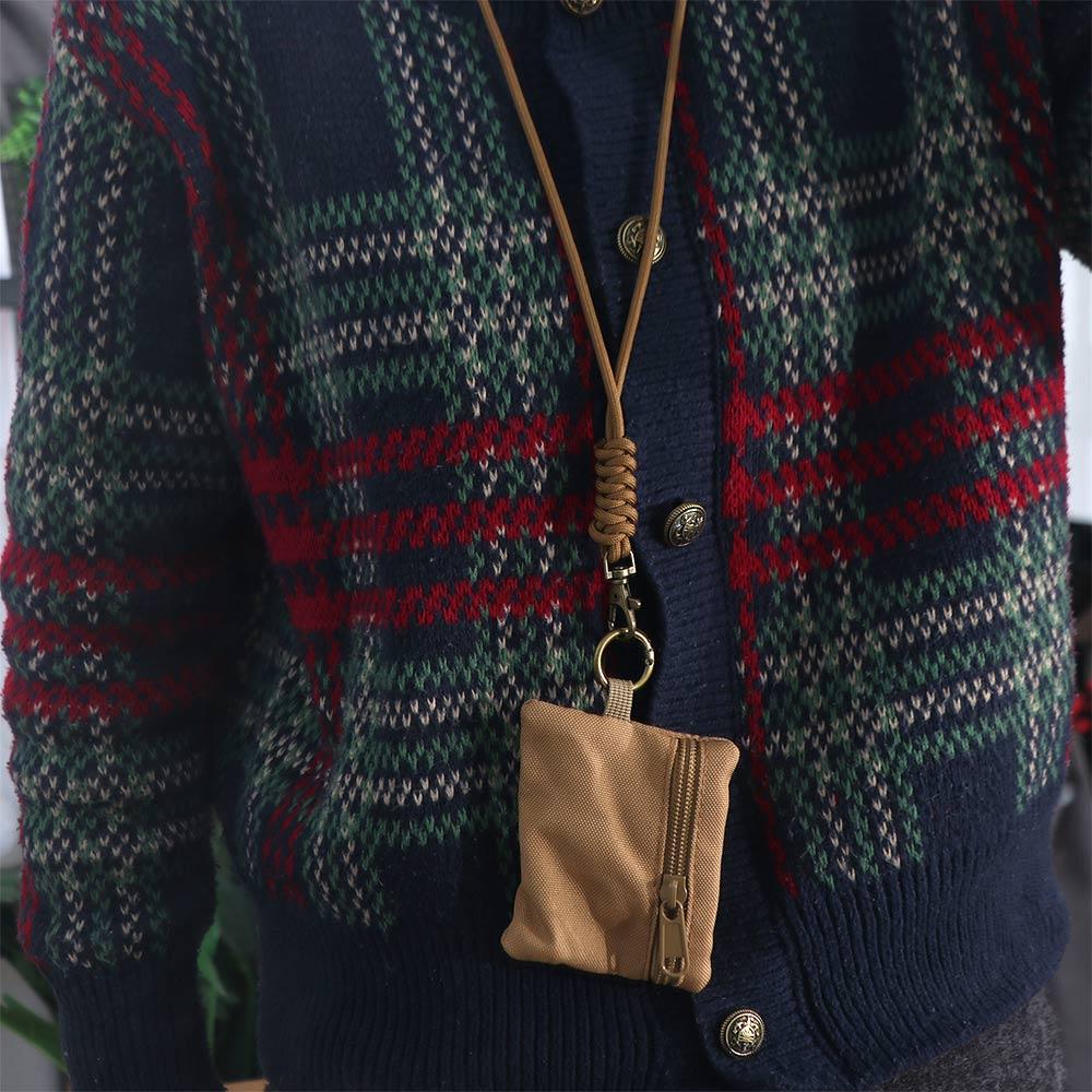 Zipper Hanging Neck Coin Purse Casual Small Card Holder Portable Oxford Cloth Mini Wallet  Outdoor
