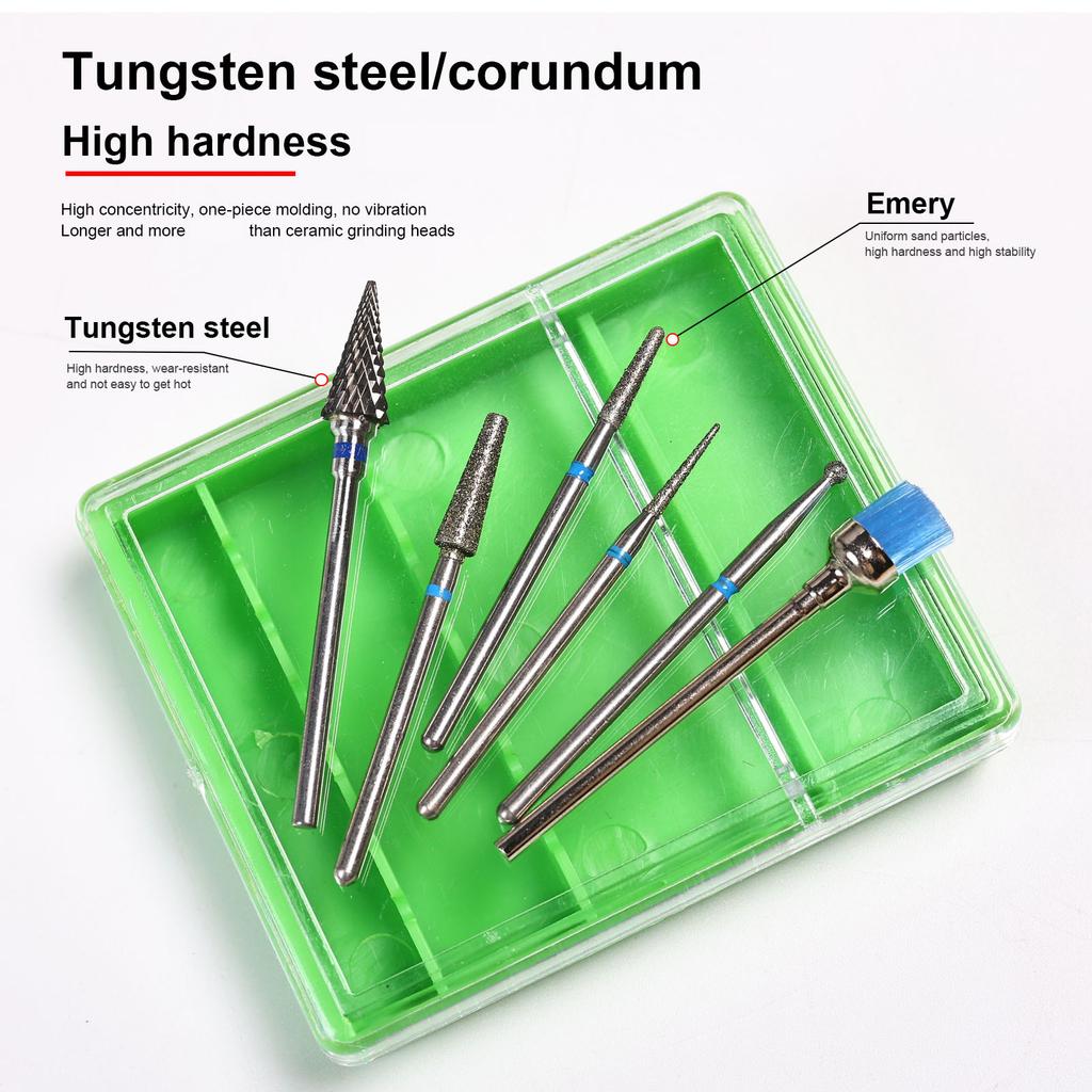 Nail Art Equipment Nail Bits for Nail Drills with Storage Case Travel Friendly Polish Removal for Milling Machines