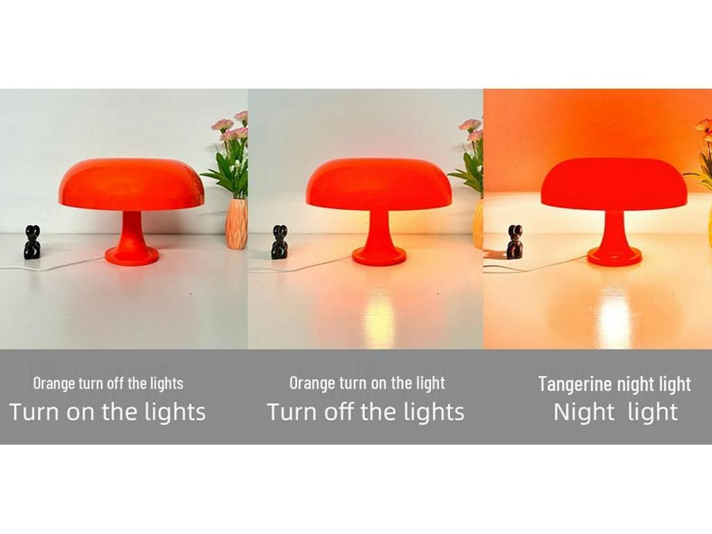 Modern Orange Mushroom Lamp for Bedroom & Living Room Decor - Korean Style