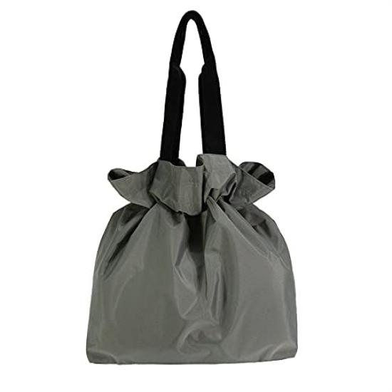 Drawstring Eco Bag Capacity Eco Stylish Foldable Eco Rain Lightweight [Yubi] [Large Bag, Sub-Bag, Bag, Cover] Women's (Gray)