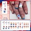 4th of July Press on Nail Square French Tip Fake Nail Independence False Nail with American Flag Star Stick on Nail