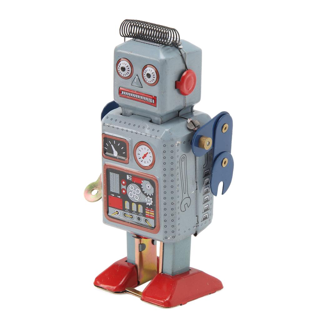 Wind Up Vintage Robot Toys Clockwork Walking Toy Retro Tinplate Toy for Photo Prop Decoration Gift Surprise Birthday
