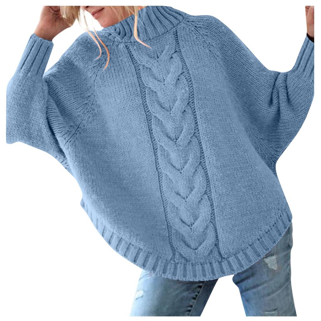 Damemote Casual Turtleneck Baggy Bat-mansjett Pullover genser