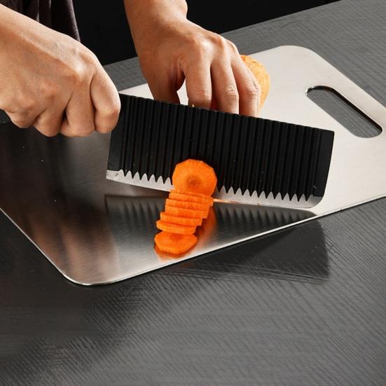 Double-Sided Stainless Steel Cutting Board Non-Slip Kitchen Chopping Board for Meat Vegetables Dough Rust-Proof Multi-Purpose Reversible Mat for Home