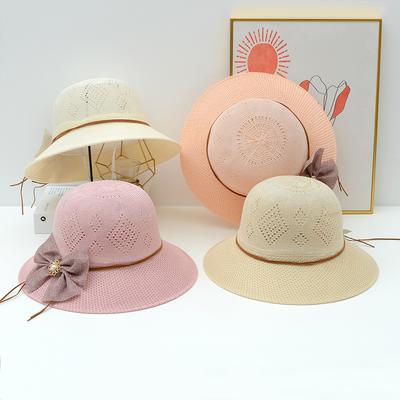 Women's Straw Hat for Sun Shading and Sun Protection Outdoor Bowtie Straw Woven Hat for Beach Outings UV Resistant Sun Hat