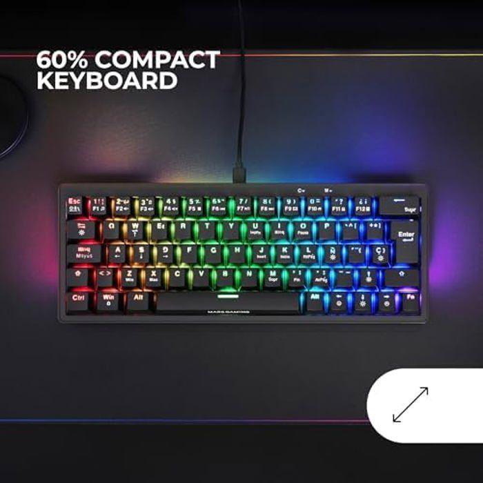 Clavier Mécanique - MARS GAMING - MKMINIPRO - Ultra-Compact 60% - Éclairage RGB - Switch Mécanique Brown