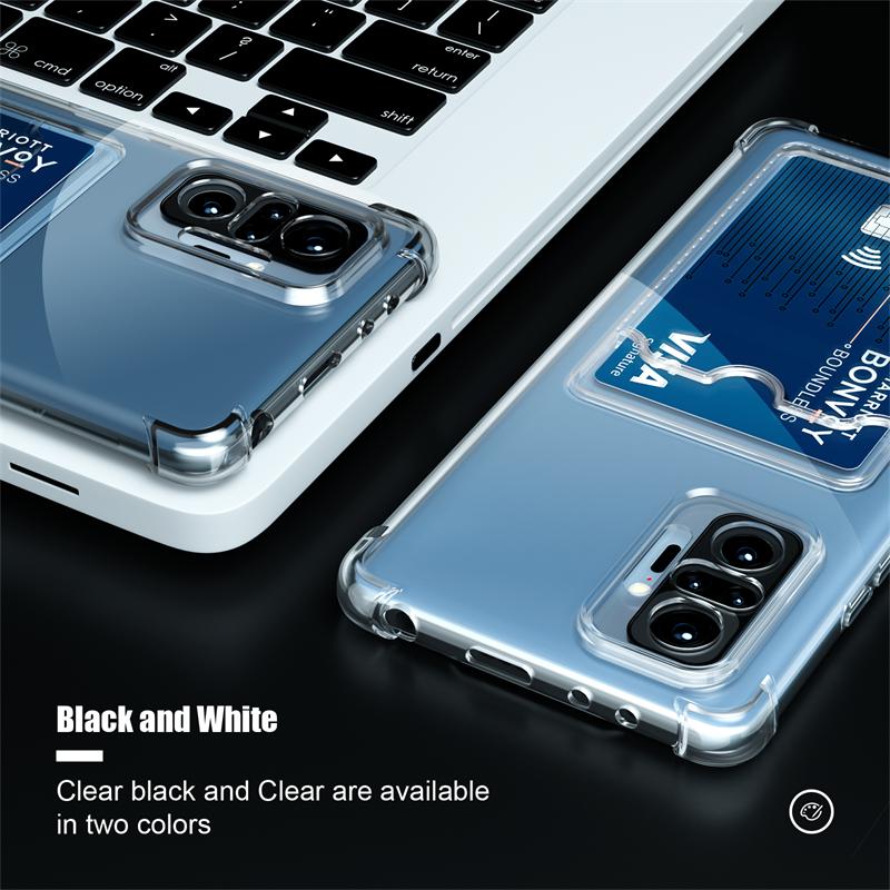 Pouzdro na telefon s držákem na karty pro Xiaomi Redmi Note 10 Pro 10S 11 11s 12 12s 13c Note 13 Pro 5G Průhledné rohy Nárazníkový kryt