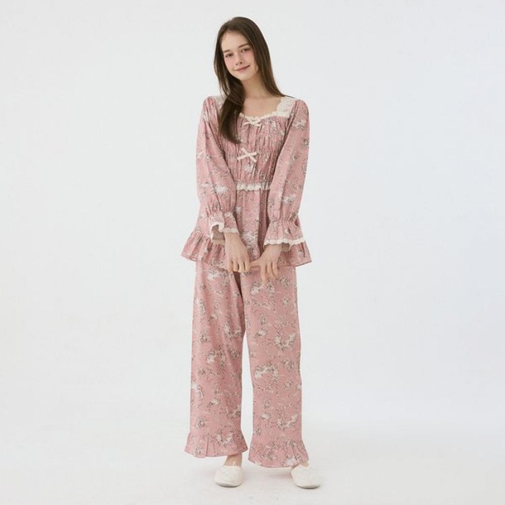 Lunaluz Women S Long Sleeve Square Neck Modal Cotton Two Piece pajamaS 2c Blue/free
