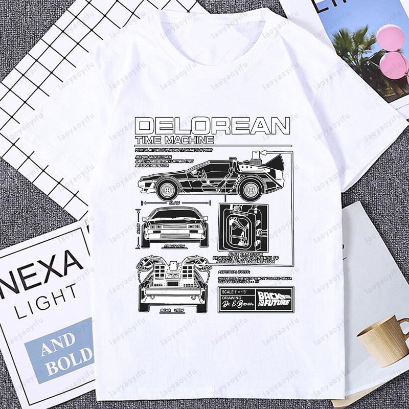 Delorean Time Machine Diagram Back to the Future T-shirt XL