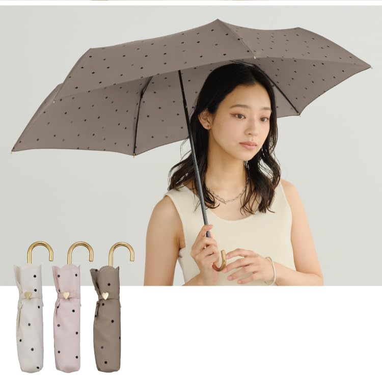 Folding Milky Dot Suitable for Rain or UV and Cute for Commuting and [2026] Wpc. Umbrella, Mini, Brown, Shine, Protection, Lightweight, Stylish,